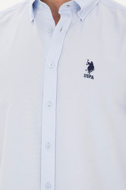 Мужская голубая базовая рубашка с длинным рукавом - U.s. polo assn фото 7