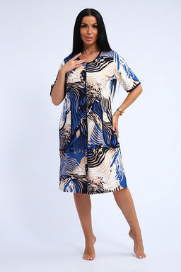 Халат женский на молнии с карманами (01057, синий) - Плиона фото 7