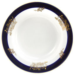 Тарелка глубокая фарфоровая Ягоды д200мм, 250мл, h40мм, гладкий край, ручная работа (Россия)