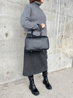 Женская кожаная сумка бочонок 1003 Блек