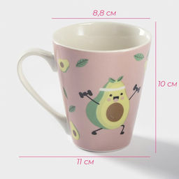 Кружка Доляна Озорной авокадо, 320 мл, фарфор, розовая