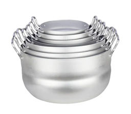 НАБОРМАТРЕШКАиз 7 полусфер кастрюль(1,7;2,5;3;4,5; 6;8;10 л), 2 мет/руч, мет/кр. Алюминий 11107