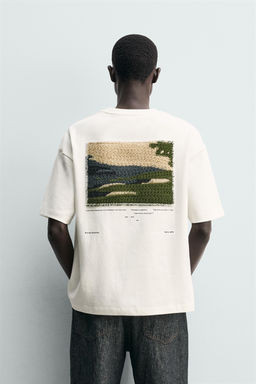 CAMISETA PARCHE TEXTURA COMBINADA / Blanco