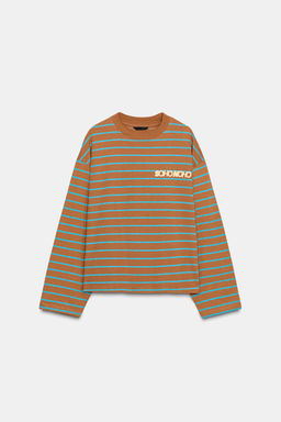 STRIPED T-SHIRT WITH TEXT