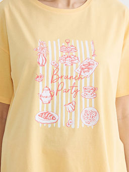 Bisiklet Yaka Bask?l? Kad?n Pijama Tak?m