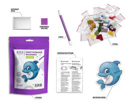 Кристальная (алмазная) мозаика ФРЕЯ ALVM-051 магнит Дельфин 8 х 9.5 см