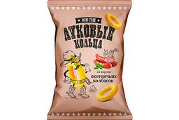 Цена за 5 шт.Mini Free, луковые кольца со вкусом охотничьих колбасок, 45 г