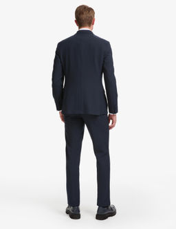 Lacivert Ex. Slim Fit _izgili Kruvaze Tak_m Elbise
