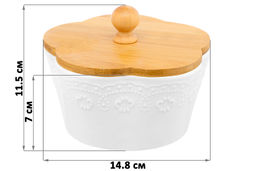 Банка д/печенья 14,8*14,8*11,5 см 760 мл Белый узор с дерев. крышкой - Elan gallery фото 2