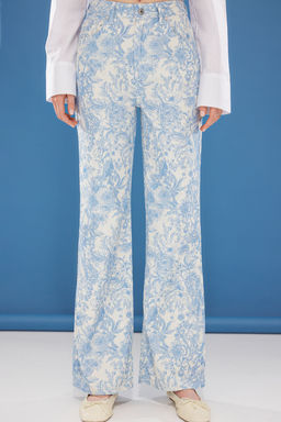 Mavi Yuksek Bel Cicek Desenli Wide Leg Jeans TWOSS25JE00204 - Trendyolmilla фото 3