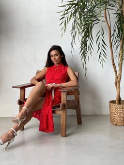 Платье, как из к/ф Красотка, красное в хаотичный горошек - Martichelli фото 9