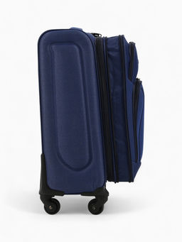 Чемодан на колёсах маленький 45 л (S), на молнии, кодовый замок, 4 колеса, синий