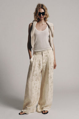 PANTAL?N CON LINO JACQUARD ZW COLLECTION / Crudo