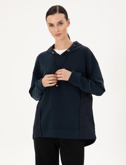 Lacivert Oversize Modal Kuma_ Sweatshirt
