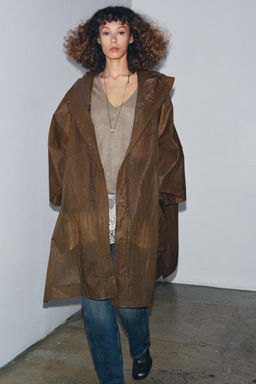 ZW COLLECTION OVERSIZE HOODED CAPE PARKA - Zara фото 2