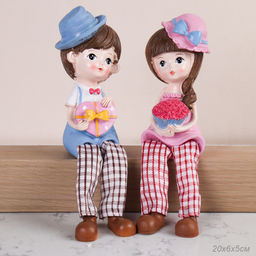 Цена за 2 шт. Фигурка Мальчик/Девочка висячие ножки 2 штуки набор 20 см / 9933 /уп 60/