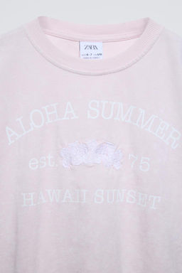 SLOGAN T-SHIRT WITH FLORAL EMBROIDERY - Zara фото 4