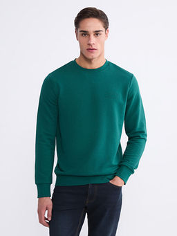 Bisiklet Yaka Bask?l? Erkek Sweatshirt