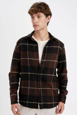 Regular Fit Kareli Oduncu Flanel Uzun Kollu Gomlek