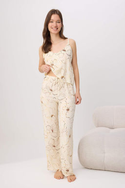 Cok Renkli Cicekli Shally Dokuma Pijama Tak?m? THMSS26PT00107