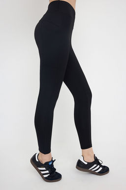 Siyah Dalg?c/Scuba Kumas Bel Baglama Detayl? Tam Boy Orme Spor Tayt THMAW26TY00004 - Trendyolmilla фото 3