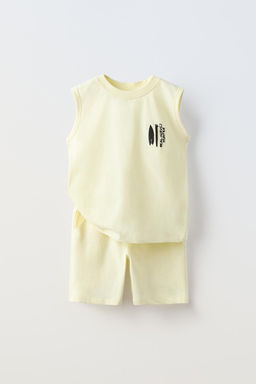PAMUKLU ISLEMELI T-SHIRT VE BERMUDA SORT TAKIMI - Zara фото 5