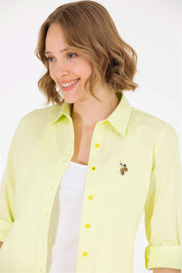 Женская неоново-желтая базовая рубашка с длинным рукавом Неожиданная скидка в корзине - U.s. polo assn фото 3