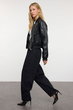 Siyah More Sustainable Dikis Detayl? Dusuk Bel Loose Baggy Jeans TWOAW25JE00328 - Trendyolmilla фото 2