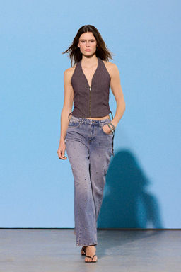 Limited Edition Mavi DOKUMLU Tas Detayl? Yuksek Bel Baggy Jeans TWOSS26JE00243