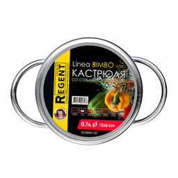 Кастрюля со стек. кр. 0,7л; 12х6 см Linea BIMBO vitro нерж. арт. 93-BIMv-02