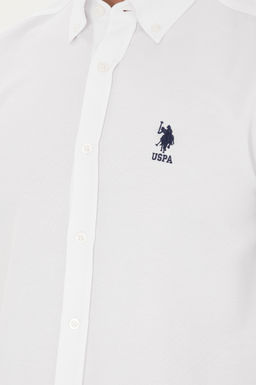 Мужская белая базовая рубашка с длинным рукавом - U.s. polo assn фото 7