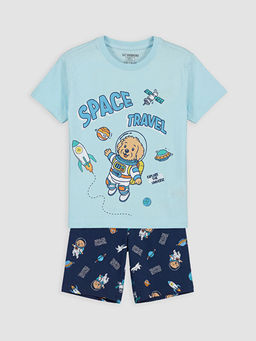 Bisiklet Yaka Erkek ?ocuk ?ortlu Pijama Tak?m?