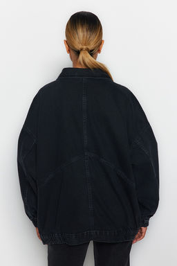 Siyah Cep Detayl? Oversize Denim Ceket TWOSS21CE0289 - Trendyolmilla фото 6
