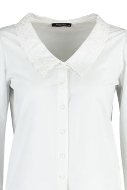 TRENDYOLMILLA Beyaz Yakas? Islemeli Nak?s Detayl? Regular Normal Kal?p Pamuklu Dokuma Gomlek TWOAW21GO0005  фото 12