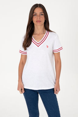 Kad_n Beyaz V Yaka Ti__rt Sepette S_rpriz _ndirim - U.s. polo assn фото 3