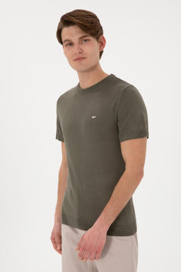 Erkek Slim Fit Bisiklet Yaka Koyu Haki Ti__rt Sepette S_rpriz _ndirim - U.s. polo assn фото 3