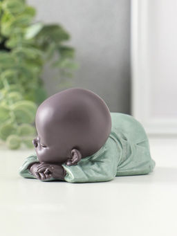 Сувенир полистоун "Маленький спящий будда" зелёно-коричневый 6,5х11х5,3 см