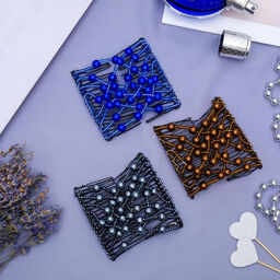 Зажим для волос "Жемчужная сетка" шарики, 9 см, синий