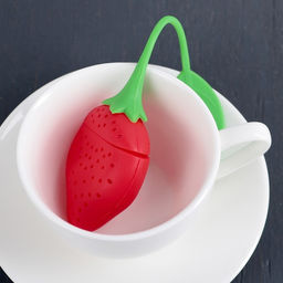 Цена за 2 шт. Ситечко для чая Доляна «Клубника», 5×19 см, красное