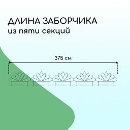Ограждение декоративное, 47×375 см, 5 секций, металл, «Бутон», Greengo