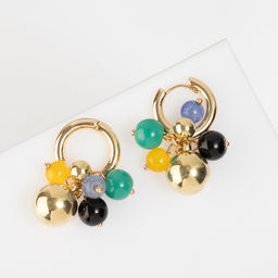 Серьги со съёмным элементом Трансформер горсть, цветные в золоте