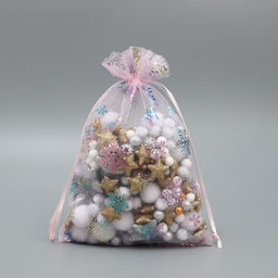 Цена за 5 шт. Мешочек подарочный органза Снежинка, голография, органза,16 24 см +/- 1.5 см