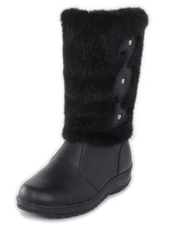 Унты женские на литой подошве. Черные., "Норка" черная. Молния.