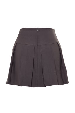 TRENDYOLMILLA Koyu Bej Premium Yuksek Kalite Pileli Mini Boy Dokuma Etek TWOAW24ET00309  фото 15