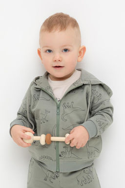 Crockid _ КР 302724/зеленый чай,динозавры к552 джемпер (толстовка) д/мал яс  фото 3