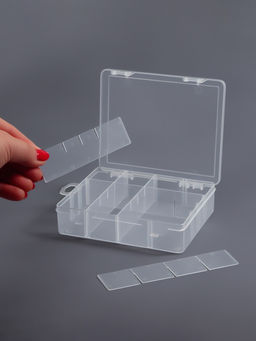Органайзер для хранения мелочей, передвижные перегородки, 12 секций, 19.5×13×3.6 см, прозрачный