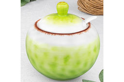 Сахарница 380 мл 10,2*10,2*10,5 см Кантри + ложка, зеленая