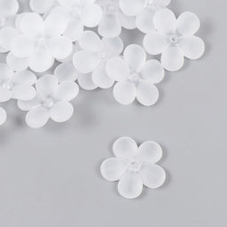 Цена за 2 шт. Бусины для творчества пластик "Цветочек белый матовый" набор 20 шт 2,2х2,2 см