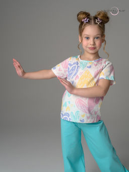 Костюм Лето акварельные сердечки-мята - Sovalina фото 7