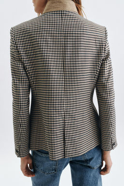 BLAZER CUADROS CUELLO COMBINADO ZW COLLECTION / Marr?n - Zara фото 3